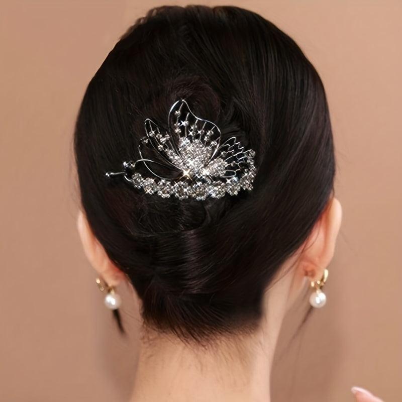Rhinestone Flower Hair Claw Clip for Women Girls