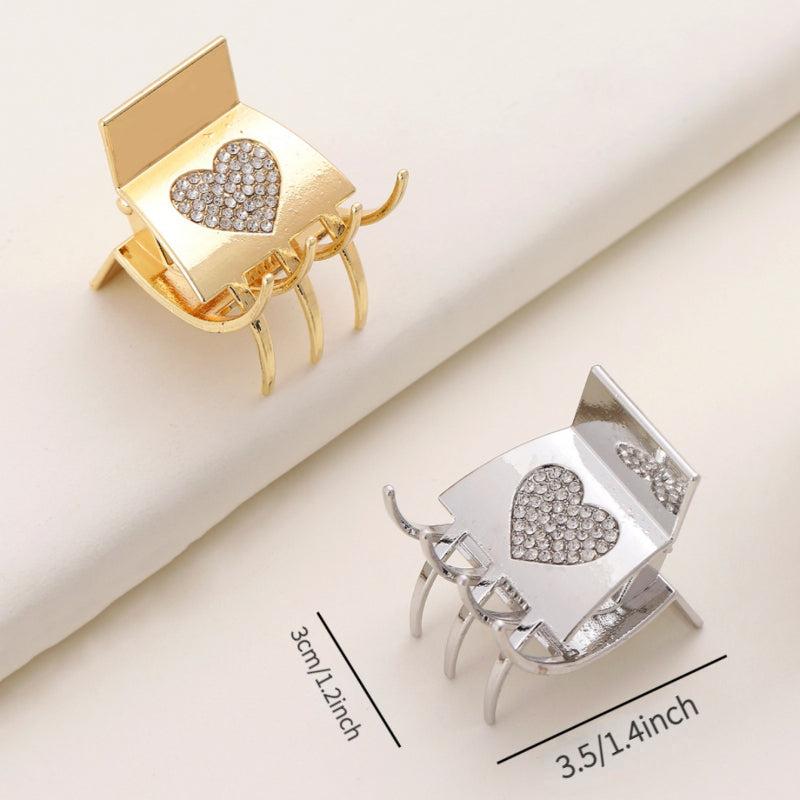 Heart Hair Claw Rhinestone Ponytail Holder