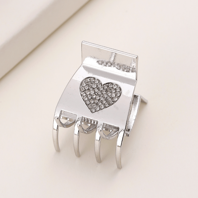 Heart Hair Claw Rhinestone Ponytail Holder