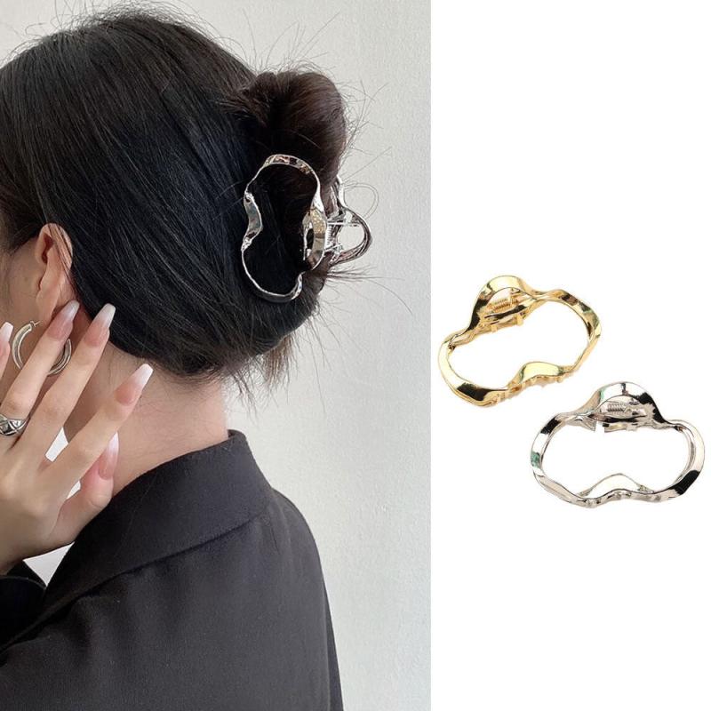 Irregular Hollow Alloy Hair Claw Nonslip Ponytail Holder for Women Girls