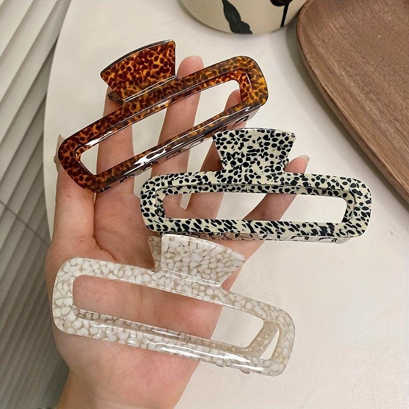 Polka Dot Hair Claw Acetate Hollow Rectangle for Women