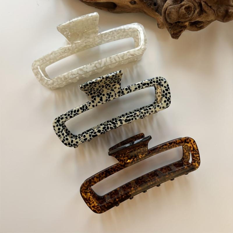 Polka Dot Hair Claw Acetate Hollow Rectangle for Women
