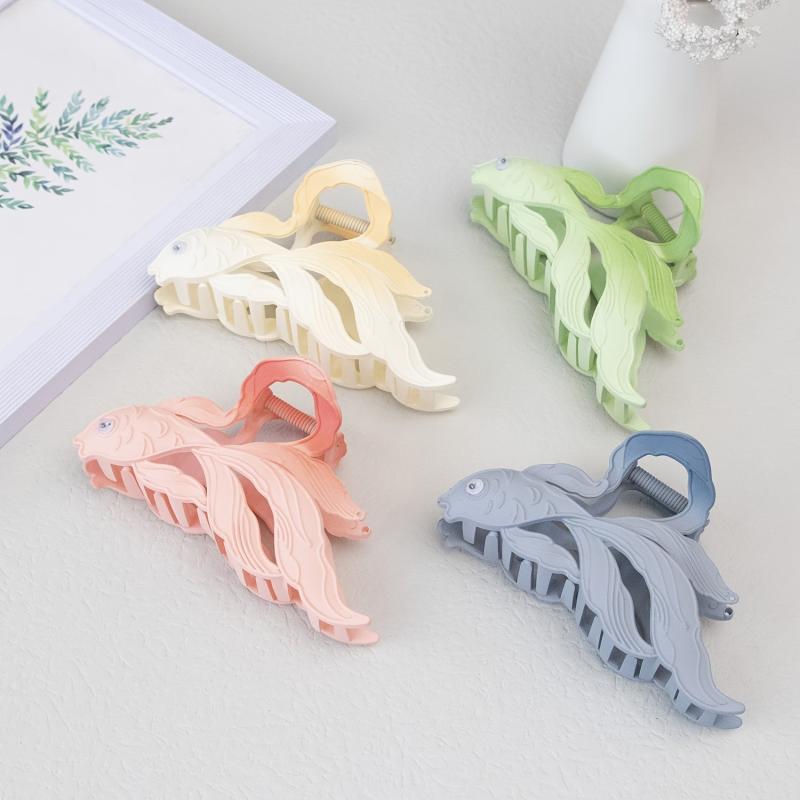 Matte Chinese Style Hair Claw Fish Shape Shark Claw Ponytail Holder