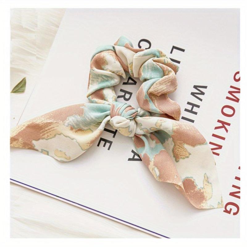 Tie Dye Retro Rabbit Ears Large Scrunchies Bowknot Hair Rope Ponytail Holder