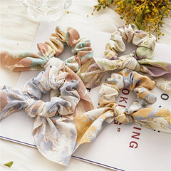 Tie Dye Retro Rabbit Ears Large Scrunchies Bowknot Hair Rope Ponytail Holder