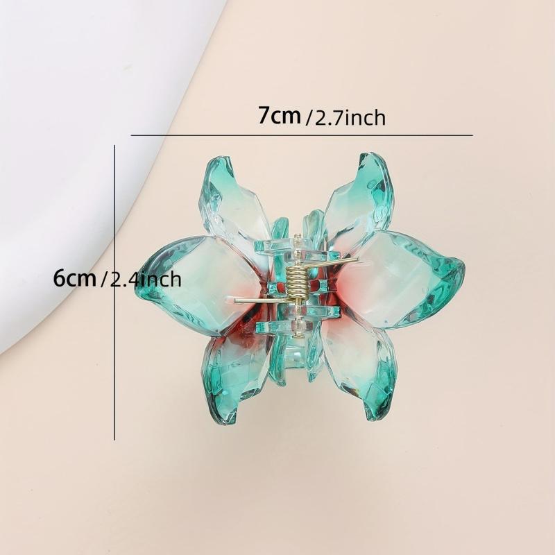 Gradient Flower Hair Claw Jelly Hair Claw Style Nonslip Ponytail Holder