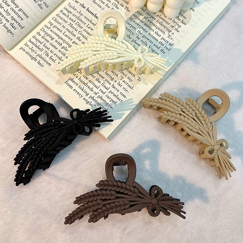 Frosted Hair Claw Wheat Ears Shaped Hair Claw Nonslip Ponytail Holder