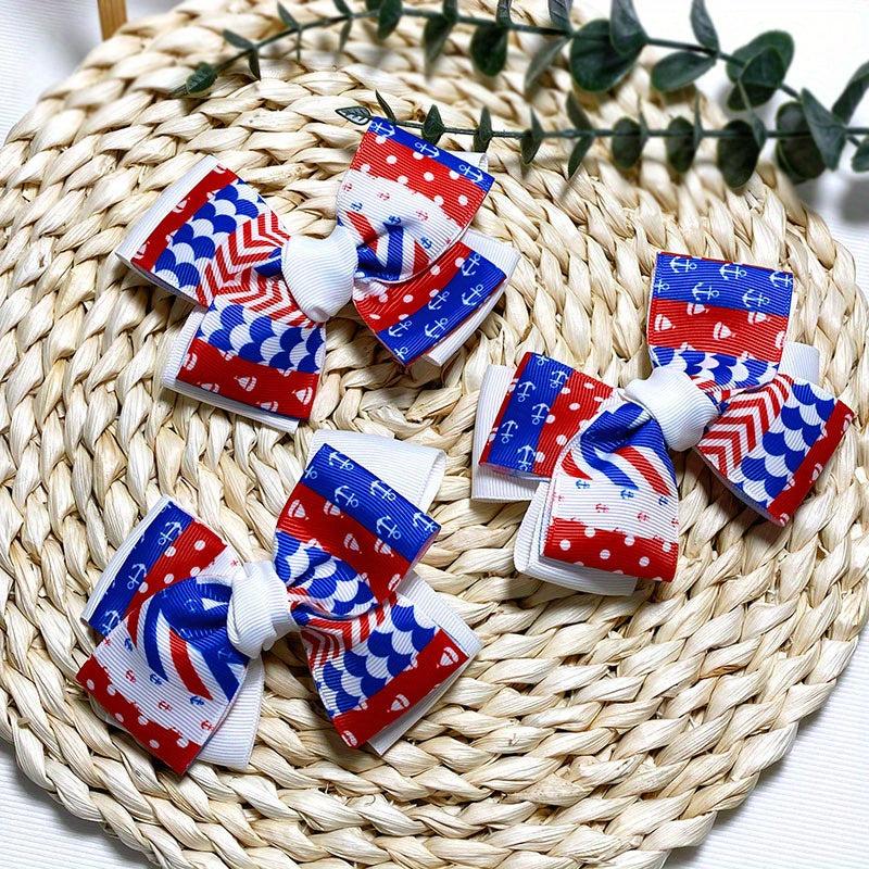 American Flag Bow Hair Clip Duck Billed Clip Accessories