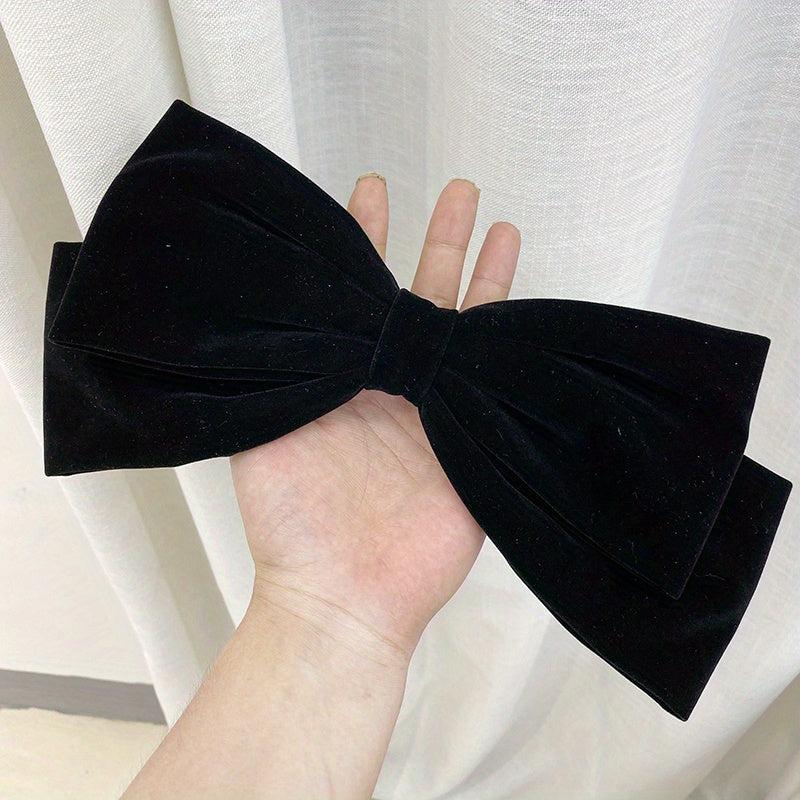 Large Flocking Bow Barrette French Sweet Barrette For Women Girls Hair Clip