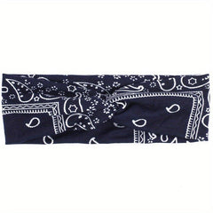 Floral Pattern Headband Elastic Boho Hair Band Cross Knotted Hair Accessories
