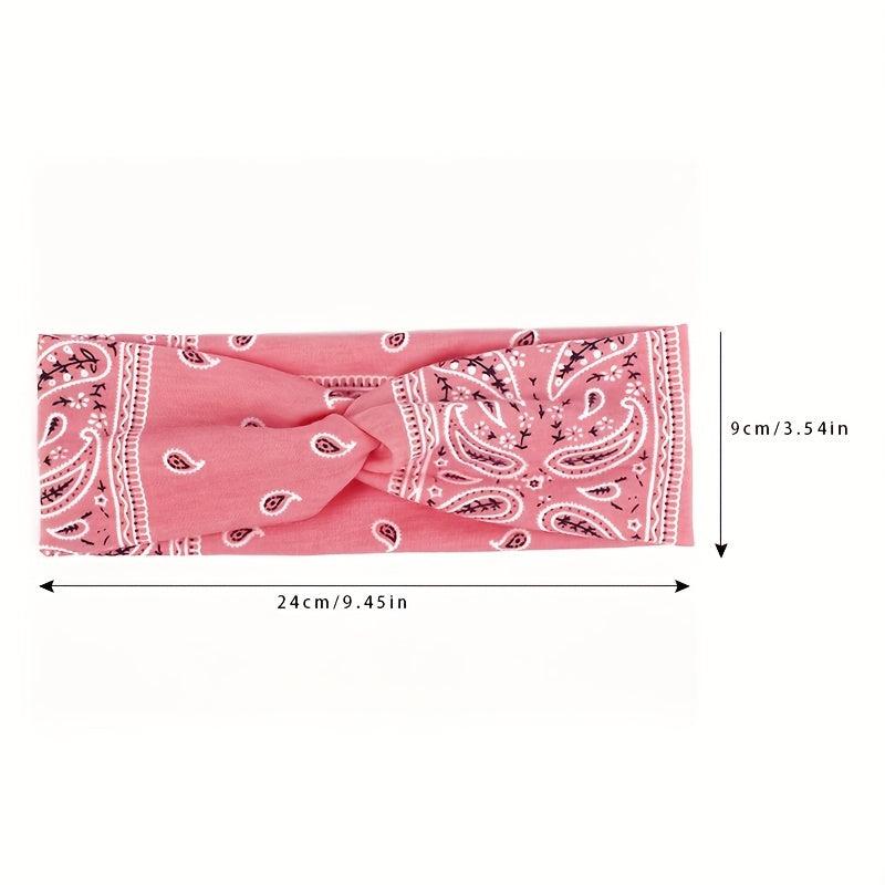 Floral Pattern Headband Elastic Boho Hair Band Cross Knotted Hair Accessories