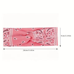 Floral Pattern Headband Elastic Boho Hair Band Cross Knotted Hair Accessories