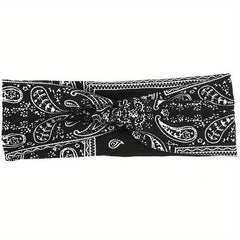 Floral Pattern Headband Elastic Boho Hair Band Cross Knotted Hair Accessories