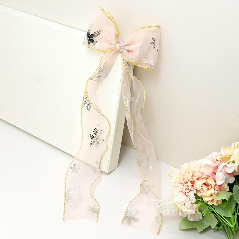 Snowflake Printed Hair Bow Clip Duck Billed