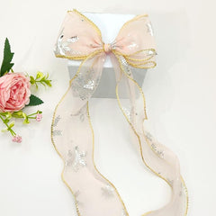 Snowflake Printed Hair Bow Clip Duck Billed