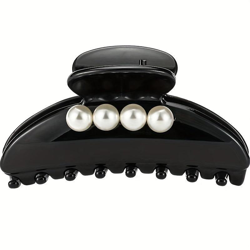 Faux Pearl Hair Claw Glossy Style Non-slip Ponytail Holder Women Girls Hair Claw