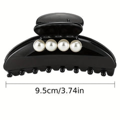 Faux Pearl Hair Claw Glossy Style Non-slip Ponytail Holder Women Girls Hair Claw