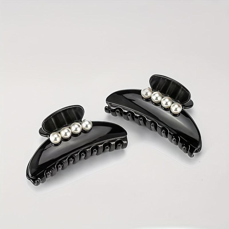 Faux Pearl Hair Claw Glossy Style Non-slip Ponytail Holder Women Girls Hair Claw