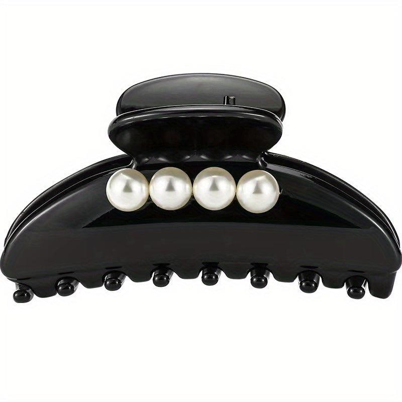 Faux Pearl Hair Claw Glossy Style Non-slip Ponytail Holder Women Girls Hair Claw
