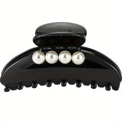 Faux Pearl Hair Claw Glossy Style Non-slip Ponytail Holder Women Girls Hair Claw