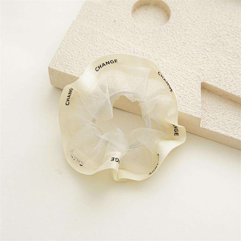 4pcs Organza Scunchies Contrast Trim Hair Tie Hair Rope Elastic Ponytail Holder