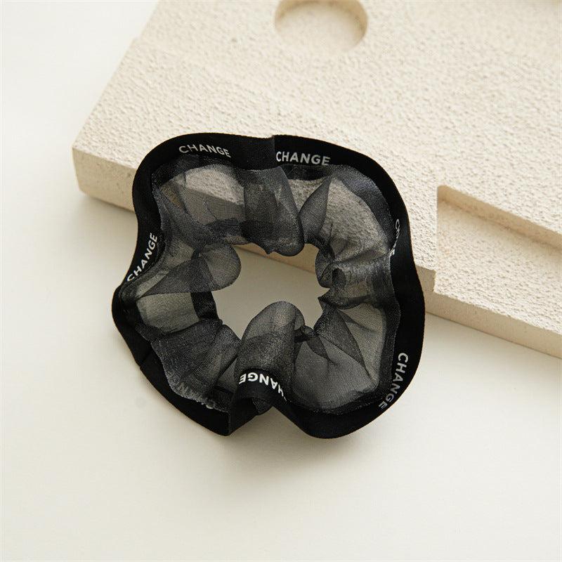 4pcs Organza Scunchies Contrast Trim Hair Tie Hair Rope Elastic Ponytail Holder