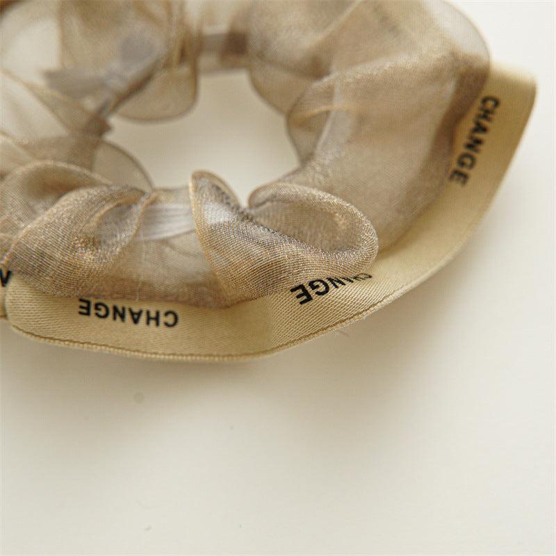 4pcs Organza Scunchies Contrast Trim Hair Tie Hair Rope Elastic Ponytail Holder