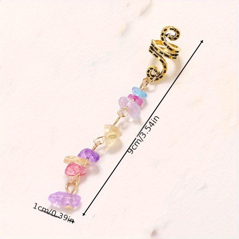 Braided Hair Ring Natural Stone Pendant Hair Buckle Dredlock Vintage Hair Clip