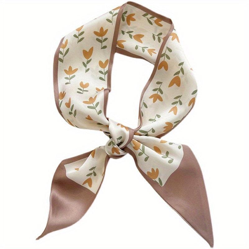 Floral Letter Pattern Hair Band Vintage Ribbon Hair Tie Narrow Satin