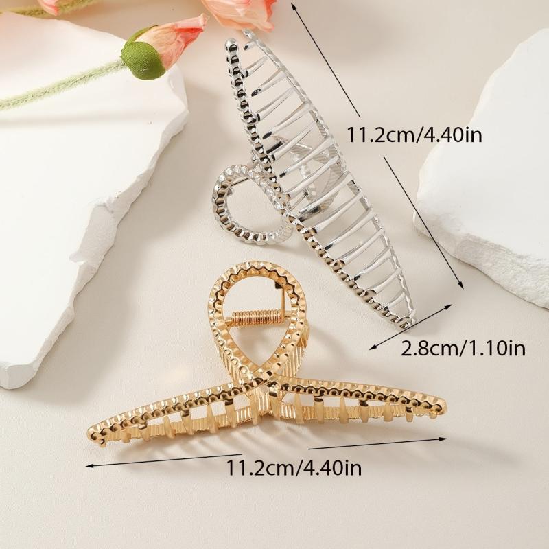 2pcs Alloy Hair Claw Clip Nonslip Ponytail Holder Shark Claw Women Girls
