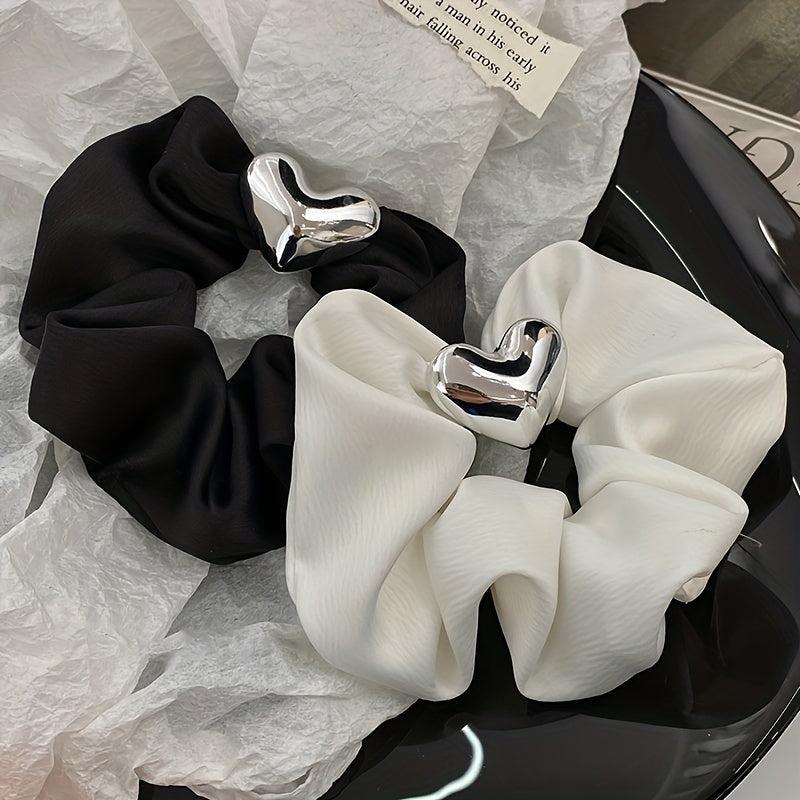 Silvery Heart Shape Buckle Head Rope Hair Accessory for Women