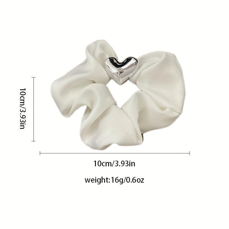 Silvery Heart Shape Buckle Head Rope Hair Accessory for Women