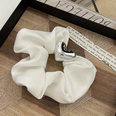 Silvery Heart Shape Buckle Head Rope Hair Accessory for Women