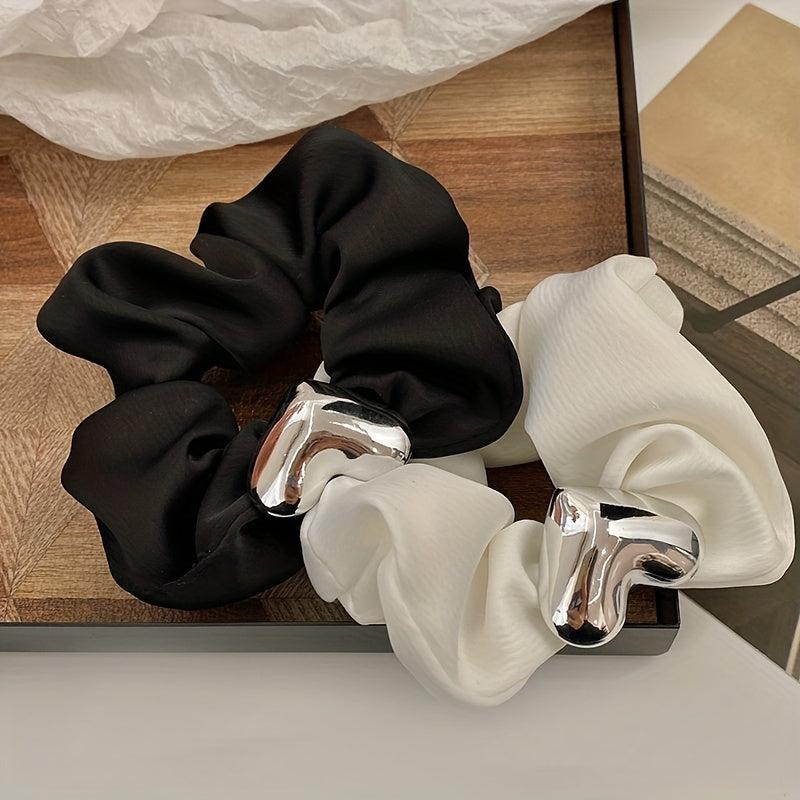 Silvery Heart Shape Buckle Head Rope Hair Accessory for Women