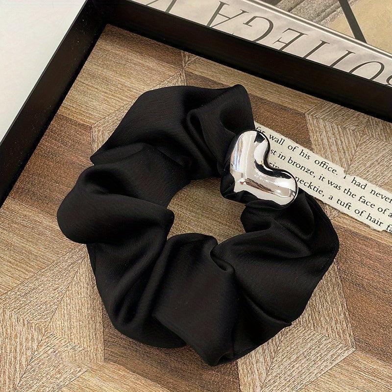 Silvery Heart Shape Buckle Head Rope Hair Accessory for Women