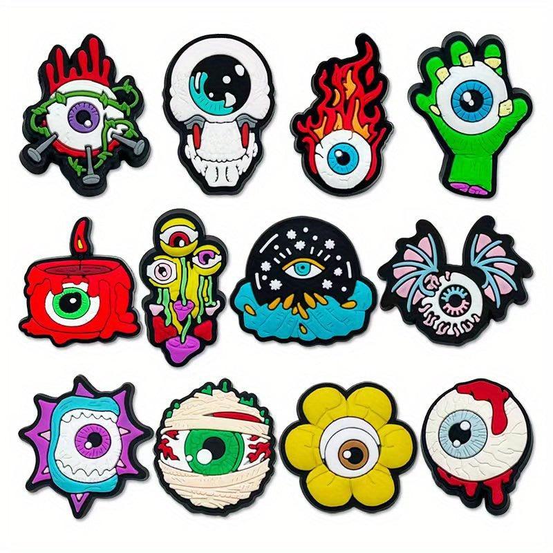 12pcs Eyeball Series Shoe Charm DIY Sandals Decoration Set