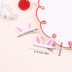 2pcs Rabbit Ears Decor Hair Clip Duck Billed Clip Sweet Hair Clip