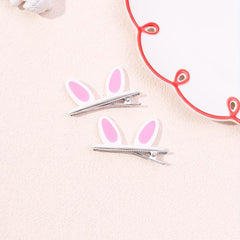 2pcs Rabbit Ears Decor Hair Clip Duck Billed Clip Sweet Hair Clip
