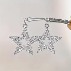 Y2K Hair Pin With Star Tassel Rhinestone Star Decor Hair Pin Alloy Hair Clip