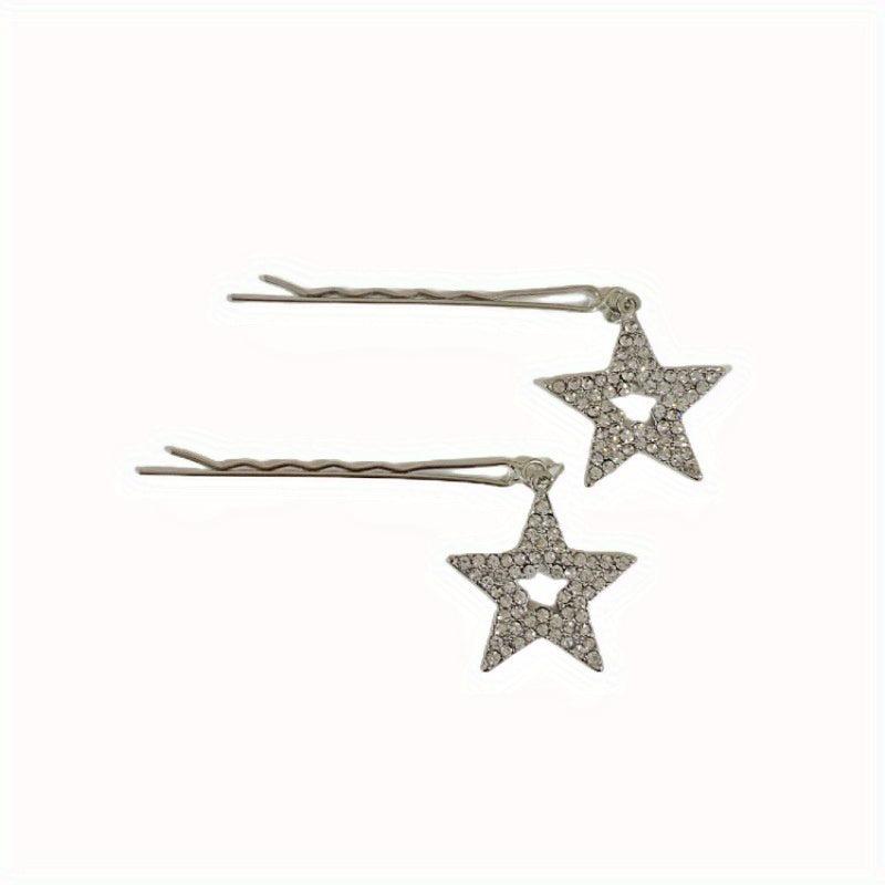 Y2K Hair Pin With Star Tassel Rhinestone Star Decor Hair Pin Alloy Hair Clip