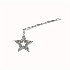 Y2K Hair Pin With Star Tassel Rhinestone Star Decor Hair Pin Alloy Hair Clip
