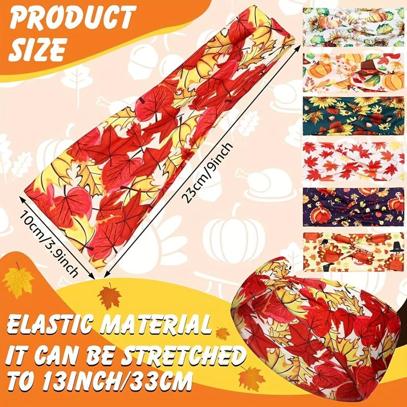 Maple Print Headband Criss Cross Headdress Pumpkin Sunflower Pattern