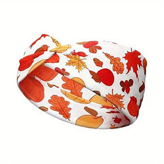 Maple Print Headband Criss Cross Headdress Pumpkin Sunflower Pattern