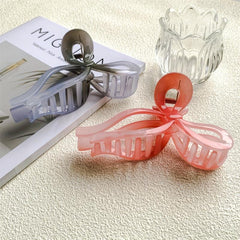2pcs Gradient Hair Claw Ribbon Bow Style Nonslip Ponytail Holder
