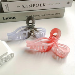 2pcs Gradient Hair Claw Ribbon Bow Style Nonslip Ponytail Holder