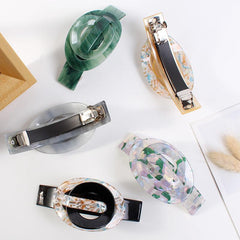Acrylic Large Barrette Ellipse Shaped Hair Clip for Women Girls