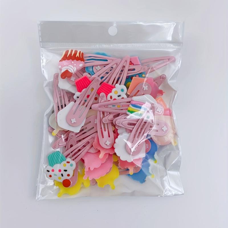 34pcs Cartoon Cup Cake PVC Hair Slides Clip Y2K Non Slip Hair Clips