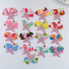 34pcs Cartoon Cup Cake PVC Hair Slides Clip Y2K Non Slip Hair Clips