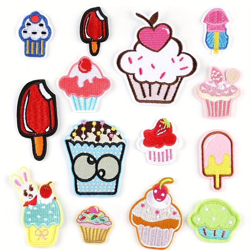 14pcs Fruit Ice Cream Embroidery Patches Stickers for Summer