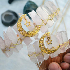 Citrine Moon Witchy Crystal Comb Mermaid Elven Hair Pin